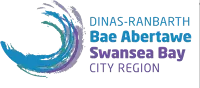 The Swansea Bay City Region logo, bilingual: Dinas-Ranbarth Bae Abertawe / Swansea Bay City Region